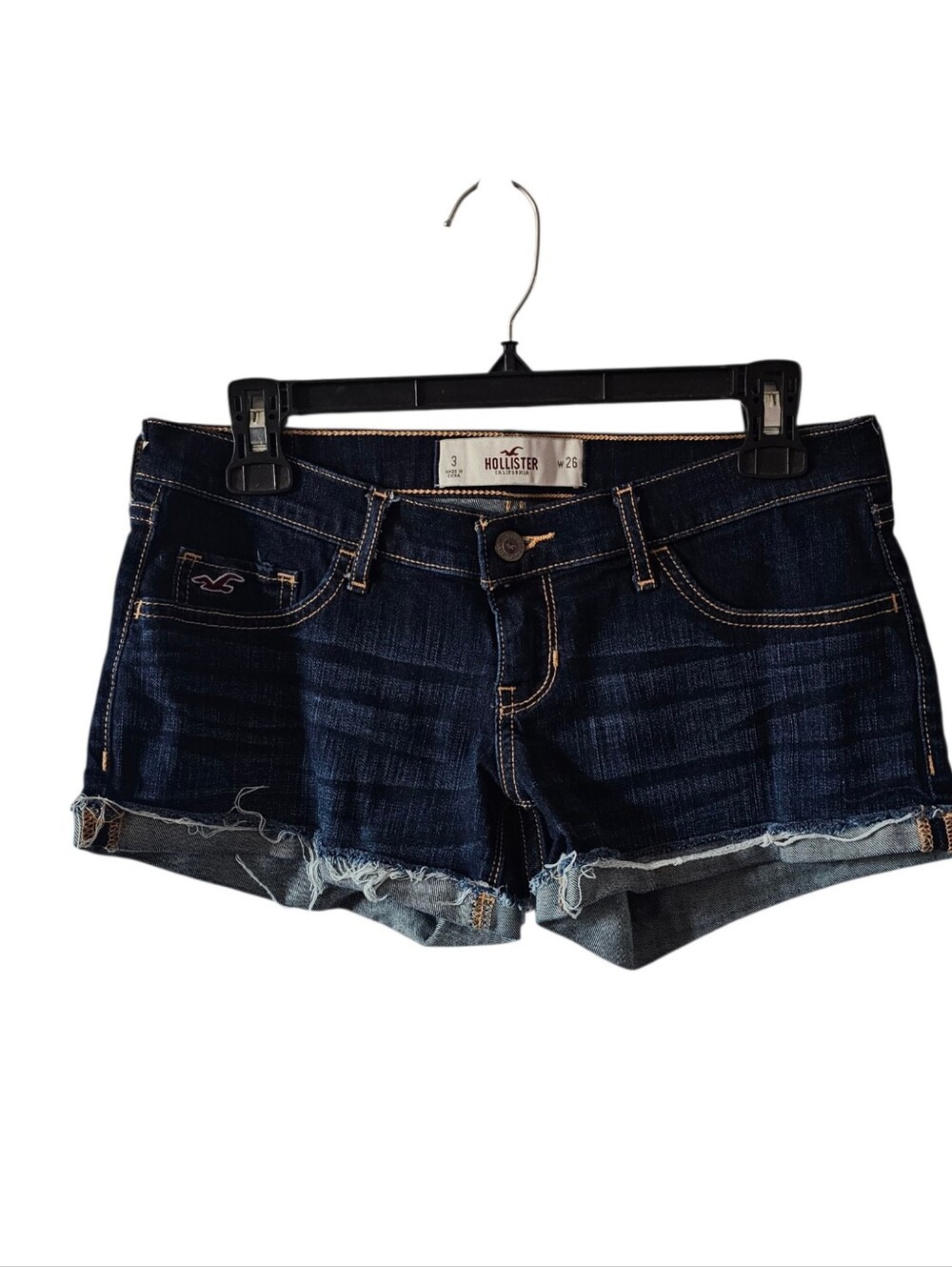 Hollister 2000s Y2K Micro Mini Jean Shorts 3 26 Low Rise Distressed Denim Cuff